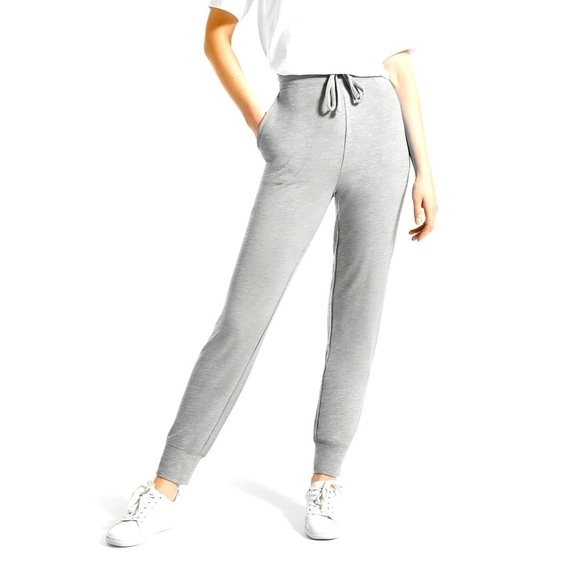 New! Hue Studio Women's Super Soft Hi-Rise Joggers with Pockets, Heather Gray L - Picture 1 of 5